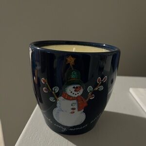 Festive Snowman Candle Holder - Blue